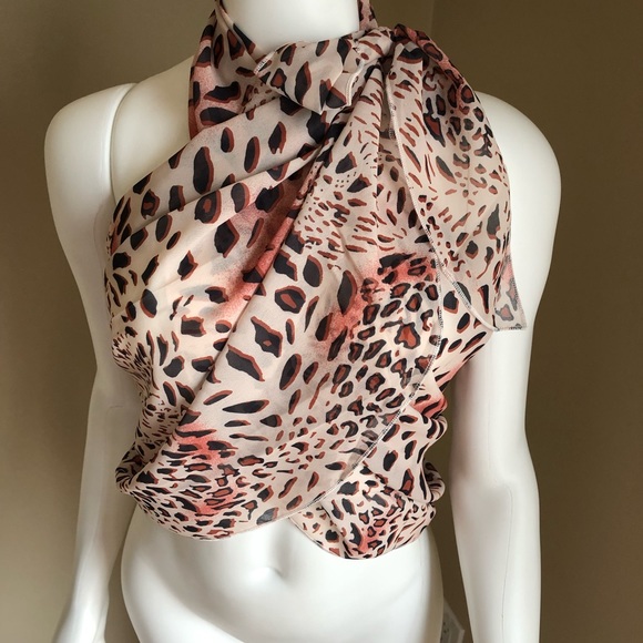 Sarong Cover Up Leopard Print Bathing Suit Bikini Wrap Summer Essential NEW! - Picture 3 of 4